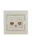 Розетка компьютерная + телефонная 2-м СП Mira RJ45 + RJ11 крем./крем.. LEZARD 701-0303-143 Розетка компьютерная + телефонная 2-м СП Mira RJ45 + RJ11 крем./крем.. LEZARD 701-0303-143