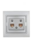 Розетка компьютерная 2-м СП Mira RJ45 сер. метал. LEZARD 701-1010-141 Розетка компьютерная 2-м СП Mira RJ45 сер. метал. LEZARD 701-1010-141