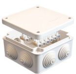 Коробка распределительная ОП 105х105х56мм IP54 с клемм. 7 выходов 4 гермоввода 10А 12 контактов крышка на винтах бел. Epplast 110043 Коробка распределительная ОП 105х105х56мм IP54 с клемм. 7 выходов 4 гермоввода 10А 12 контактов крышка на винтах бел. Epplast 110043