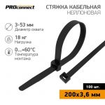 Хомут кабельный 3.6х200 нейл. черн. (уп.100шт) PROCONNECT 57-0201 Хомут кабельный 3.6х200 нейл. черн. (уп.100шт) PROCONNECT 57-0201