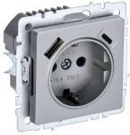 Розетка BRITE РЮш11-1-БрА 16А с USB A+C 18Вт с заземл. защ. шторки алюм. IEK BR-R14-16-U22-018-K47 Розетка BRITE РЮш11-1-БрА 16А с USB A+C 18Вт с заземл. защ. шторки алюм. IEK BR-R14-16-U22-018-K47