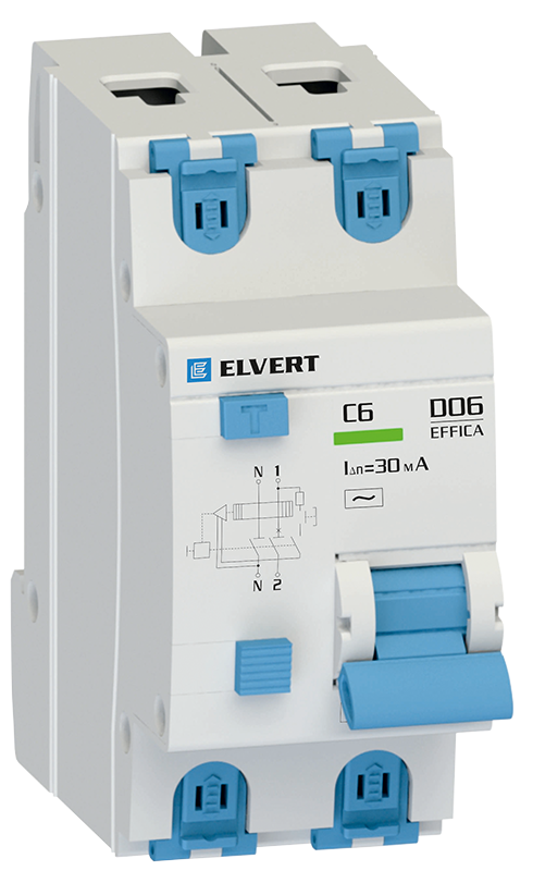 Автоматический выключатель дифф.тока D06 2р C32 100 мА электрон. тип АС ELVERT