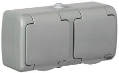 Розетка 2-м ОП Aquatic РСш22-2-А 16А IP54 с заземл. с крышкой сер. IEK ERA22-K03-16-54 Розетка 2-м ОП Aquatic РСш22-2-А 16А IP54 с заземл. с крышкой сер. IEK ERA22-K03-16-54