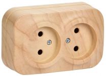 Розетка 2-м ОП GLORY РС22-2-ХС 10А без заземл. сосна IEK ERH20-K34-10 Розетка 2-м ОП GLORY РС22-2-ХС 10А без заземл. сосна IEK ERH20-K34-10