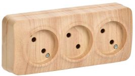 Розетка 3-м ОП GLORY РС23-2-ХС 10А без заземл. сосна IEK ERH30-K34-10 Розетка 3-м ОП GLORY РС23-2-ХС 10А без заземл. сосна IEK ERH30-K34-10