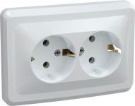 Розетка 2-м СП Вега РС12-3-ВБ с заземл. контактом без защ. шторок 16А бел. IEK ERV21-K01-16-DM Розетка 2-м СП Вега РС12-3-ВБ с заземл. контактом без защ. шторок 16А бел. IEK ERV21-K01-16-DM