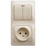 Блок комбинированный Glossa (розетка + 2-кл. выкл. с подсветкой) беж. SE GSL000273 Блок комбинированный Glossa (розетка + 2-кл. выкл. с подсветкой) беж. SE GSL000273