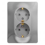 Розетка 2-м СП Glossa 16А IP20 с заземл. защ. шторки в сборе алюм. SE GSL000326 Розетка 2-м СП Glossa 16А IP20 с заземл. защ. шторки в сборе алюм. SE GSL000326