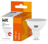 Лампа светодиодная ECO MR16 7Вт 3000К тепл. бел. GU5.3 630лм 230-240В IEK LLE-MR16-7-230-30-GU5 Лампа светодиодная ECO MR16 7Вт 3000К тепл. бел. GU5.3 630лм 230-240В IEK LLE-MR16-7-230-30-GU5