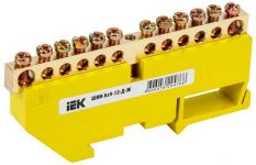 Шина PE "земля" на DIN-изоляторе ШНИ-6х9-12-Д-Ж IEK YNN10-69-12D-K05 Шина PE "земля" на DIN-изоляторе ШНИ-6х9-12-Д-Ж IEK YNN10-69-12D-K05